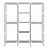 Homestic Foldable Wardrobe for Clothes|Non Woven 2 Door Portable Clothes Rack|6 Shelves Almirah for Clothes (Purple)